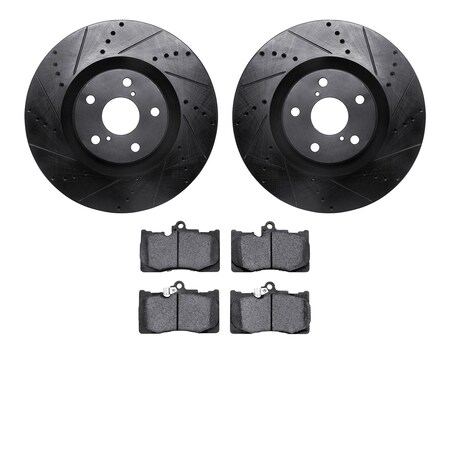 Dynamic Friction Co 8502-75024, Rotors-Drilled and Slotted-Black with 5000 Advanced Brake Pads, Zinc Coated 8502-75024